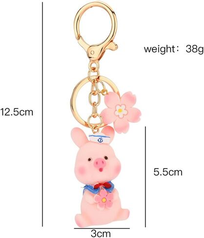 Resin Navy Pig Keychain Pendant Pink Pet Doll ladies Bag Charm Key Chain Jewelry Gift for Men Women Children Cartoon Animal Bag Backpack Car Keys Pend, Pink, F in Saudi Arabia
