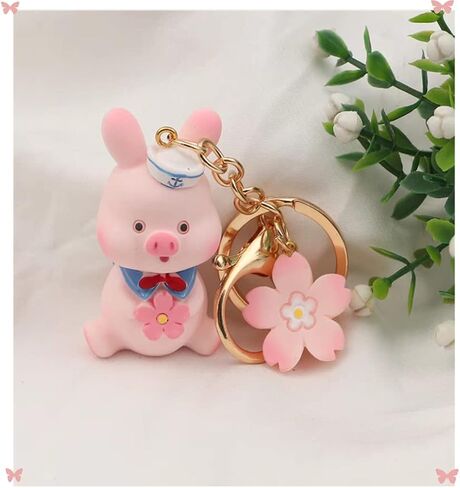 Resin Navy Pig Keychain Pendant Pink Pet Doll ladies Bag Charm Key Chain Jewelry Gift for Men Women Children Cartoon Animal Bag Backpack Car Keys Pend, Pink, F in Saudi Arabia
