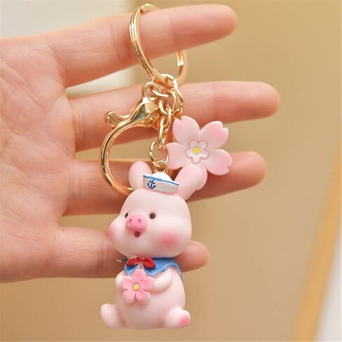 Resin Navy Pig Keychain Pendant Pink Pet Doll ladies Bag Charm Key Chain Jewelry Gift for Men Women Children Cartoon Animal Bag Backpack Car Keys Pend, Pink, F in Saudi Arabia