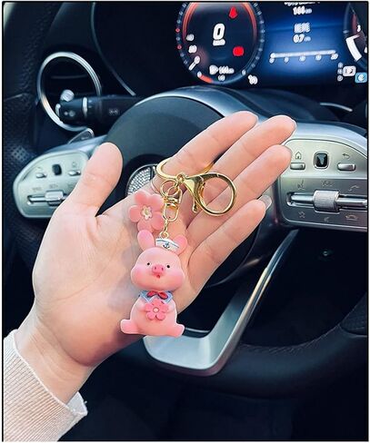 Resin Navy Pig Keychain Pendant Pink Pet Doll ladies Bag Charm Key Chain Jewelry Gift for Men Women Children Cartoon Animal Bag Backpack Car Keys Pend, Pink, F in Saudi Arabia