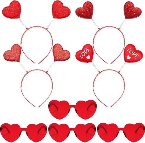 8 قطع من عصابات الرأس والنظارات الشمسية على شكل قلب عيد الحب، 4 قطع من قبعات الرأس و4 قطع من النظارات لحفلات عيد الحب التنكرية in Kuwait