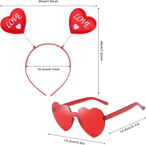 8 قطع من عصابات الرأس والنظارات الشمسية على شكل قلب عيد الحب، 4 قطع من قبعات الرأس و4 قطع من النظارات لحفلات عيد الحب التنكرية in Kuwait