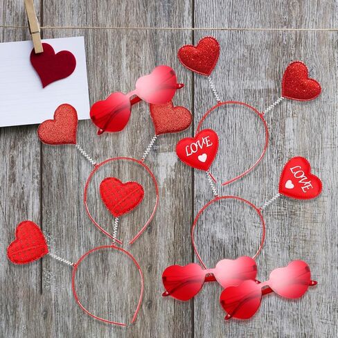 8 قطع من عصابات الرأس والنظارات الشمسية على شكل قلب عيد الحب، 4 قطع من قبعات الرأس و4 قطع من النظارات لحفلات عيد الحب التنكرية in Kuwait