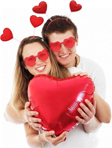 8 قطع من عصابات الرأس والنظارات الشمسية على شكل قلب عيد الحب، 4 قطع من قبعات الرأس و4 قطع من النظارات لحفلات عيد الحب التنكرية in Kuwait