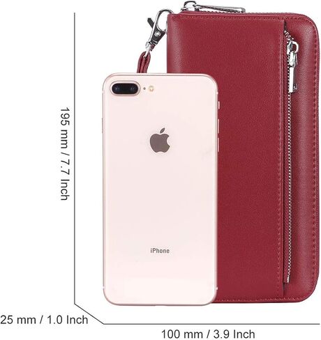 محافظ جلدية XEYOU للنساء RFID بسحاب حول حامل بطاقة الائتمان ومحفظة الهاتف المحمول للنساء (أزرق) in Kuwait