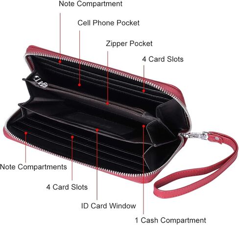 محافظ جلدية XEYOU للنساء RFID بسحاب حول حامل بطاقة الائتمان ومحفظة الهاتف المحمول للنساء (أزرق) in Kuwait