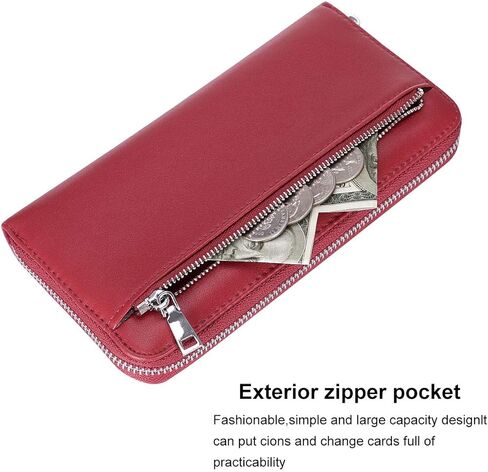 محافظ جلدية XEYOU للنساء RFID بسحاب حول حامل بطاقة الائتمان ومحفظة الهاتف المحمول للنساء (أزرق) in Kuwait