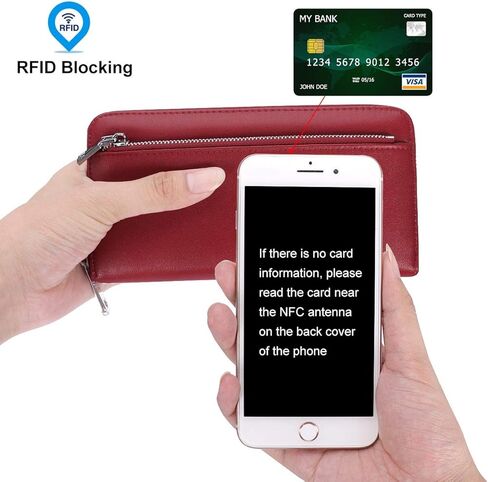 محافظ جلدية XEYOU للنساء RFID بسحاب حول حامل بطاقة الائتمان ومحفظة الهاتف المحمول للنساء (أزرق) in Kuwait