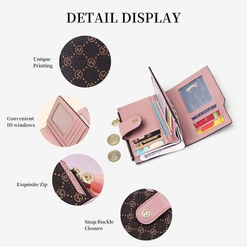 GOLF SUPAGS Wallets for Women PVC Leather Small Bifold Zipper Pocket Coin Purse Large Capacity Multi Card Organizer (Bean Green×Ash Green) in Kuwait