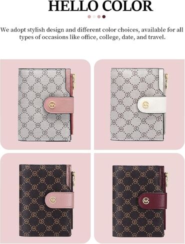 GOLF SUPAGS Wallets for Women PVC Leather Small Bifold Zipper Pocket Coin Purse Large Capacity Multi Card Organizer (Bean Green×Ash Green) in Kuwait