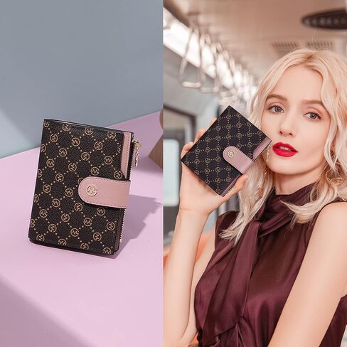 GOLF SUPAGS Wallets for Women PVC Leather Small Bifold Zipper Pocket Coin Purse Large Capacity Multi Card Organizer (Bean Green×Ash Green) in Kuwait