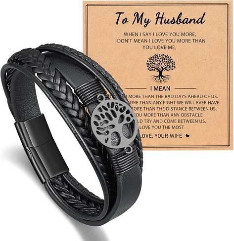 UNGENT THEM Leather Tree of life Bracelets for Men Husband, Grandpa, Fathers' Day Birthday Christmas Valentine's Day Gifts for Men in Saudi Arabia