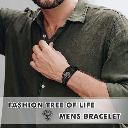 UNGENT THEM Leather Tree of life Bracelets for Men Husband, Grandpa, Fathers' Day Birthday Christmas Valentine's Day Gifts for Men in Saudi Arabia