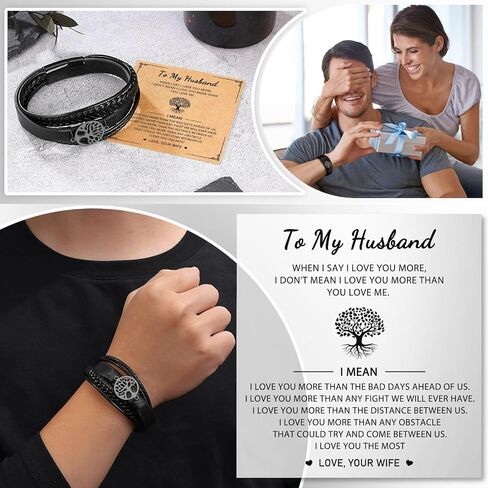 UNGENT THEM Leather Tree of life Bracelets for Men Husband, Grandpa, Fathers' Day Birthday Christmas Valentine's Day Gifts for Men in Saudi Arabia