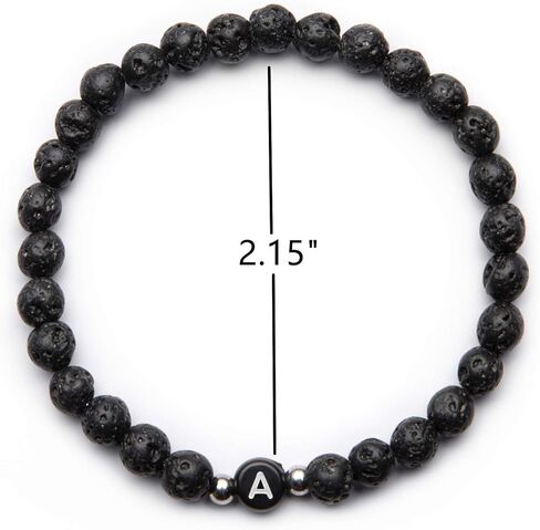 MIGATI Name Bracelet Personalized Initial Letter Lava Rock Handmade for Women Men Couples (J) in Saudi Arabia