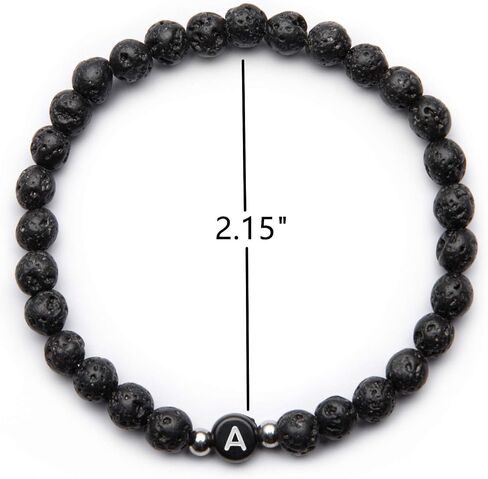 MIGATI Name Bracelet Personalized Initial Letter Lava Rock Handmade for Women Men Couples (J) in Saudi Arabia