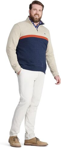 IZOD Men's Big Advantage Performance Quarter Zip Fleece Pullover Sweatshirt, Camel Heather Cblock, X-Large Tall in Saudi Arabia