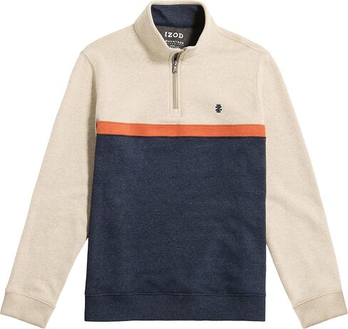 IZOD Men's Big Advantage Performance Quarter Zip Fleece Pullover Sweatshirt, Camel Heather Cblock, X-Large Tall in Saudi Arabia