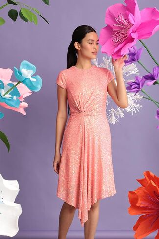 Maggy London Women's Twist Waist Asymmetric Hem Sequin Dress in Saudi Arabia