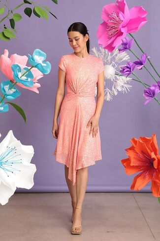 Maggy London Women's Twist Waist Asymmetric Hem Sequin Dress in Saudi Arabia