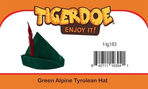 قبعة Tigerdoe Alpine - قبعات ألمانية - قبعة جبال الألب مع ريش - قبعة تيرول خضراء - قبعة بافارية - قبعات تنكرية in Kuwait