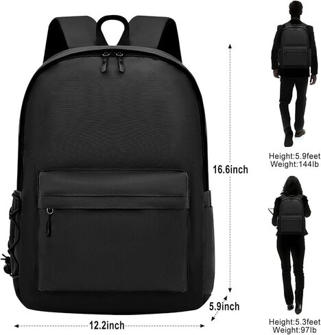 Travel Laptop Backpack for Men Women, Anti Theft Pocket Slim Durable Laptops Backpack Fits 15.6 Inch Notebook, Water Resistant College Computer Work Bag, Black in Kuwait
