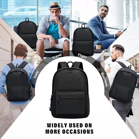 Travel Laptop Backpack for Men Women, Anti Theft Pocket Slim Durable Laptops Backpack Fits 15.6 Inch Notebook, Water Resistant College Computer Work Bag, Black in Kuwait