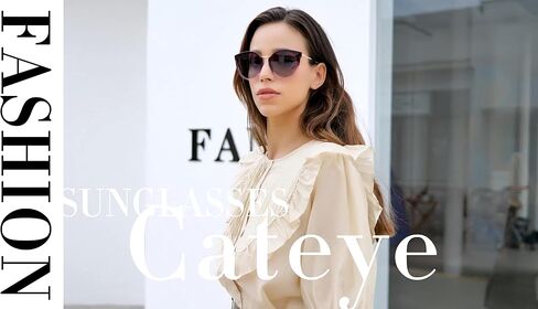 FEISEDY Vintage Polarized Cat Eye Sunglasses for Women Oversized Round Sunglasses Anti Glare B7000 in Saudi Arabia
