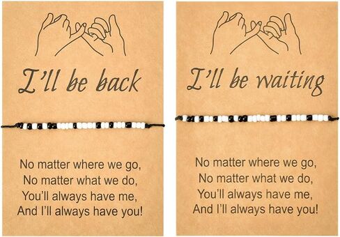 سوار بينكي بروميس للزوجين من سيوبيو، اساور مورس كود المسافات الطويلة، هدية للصديق والصديقة وعيد الميلاد والكريسماس وعيد الحب للزوجة والزوج، سوار اي سأكون انتظارا له in Kuwait