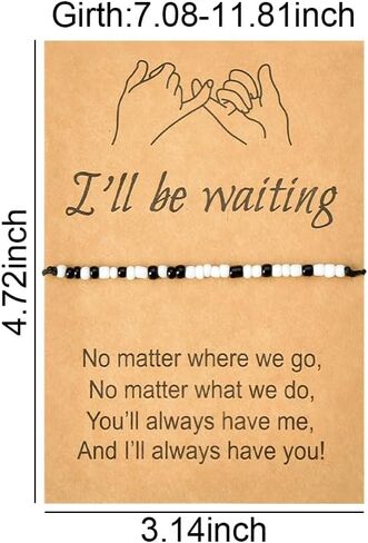 سوار بينكي بروميس للزوجين من سيوبيو، اساور مورس كود المسافات الطويلة، هدية للصديق والصديقة وعيد الميلاد والكريسماس وعيد الحب للزوجة والزوج، سوار اي سأكون انتظارا له in Kuwait