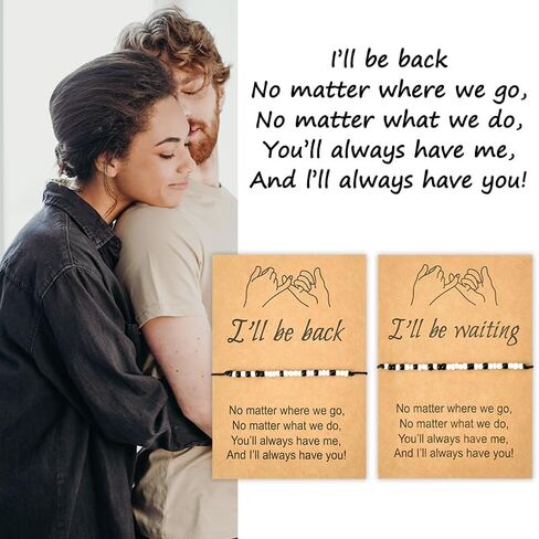 سوار بينكي بروميس للزوجين من سيوبيو، اساور مورس كود المسافات الطويلة، هدية للصديق والصديقة وعيد الميلاد والكريسماس وعيد الحب للزوجة والزوج، سوار اي سأكون انتظارا له in Kuwait