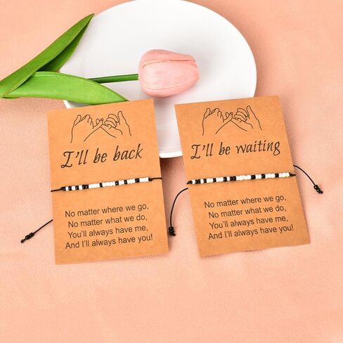 سوار بينكي بروميس للزوجين من سيوبيو، اساور مورس كود المسافات الطويلة، هدية للصديق والصديقة وعيد الميلاد والكريسماس وعيد الحب للزوجة والزوج، سوار اي سأكون انتظارا له in Kuwait