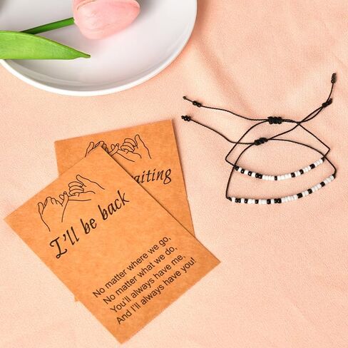 سوار بينكي بروميس للزوجين من سيوبيو، اساور مورس كود المسافات الطويلة، هدية للصديق والصديقة وعيد الميلاد والكريسماس وعيد الحب للزوجة والزوج، سوار اي سأكون انتظارا له in Kuwait