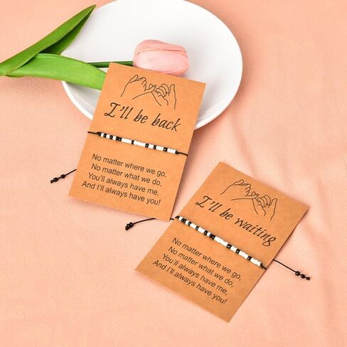 سوار بينكي بروميس للزوجين من سيوبيو، اساور مورس كود المسافات الطويلة، هدية للصديق والصديقة وعيد الميلاد والكريسماس وعيد الحب للزوجة والزوج، سوار اي سأكون انتظارا له in Kuwait