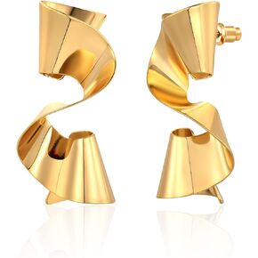 CLASSYZINT 18K Gold Plated Spiral Earrings for Women Spiral Dangle Earrings Statement Earrings for Women Gold Earrings for Women Gold Geometric Earrings Geometric Earrings