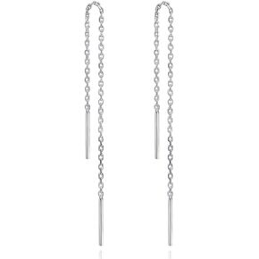 925 Sterling Silver Spiral Threader Earrings for Women Chain Tassel Earrings Handmade Twisted Pull Through Earrings for Women Girls
