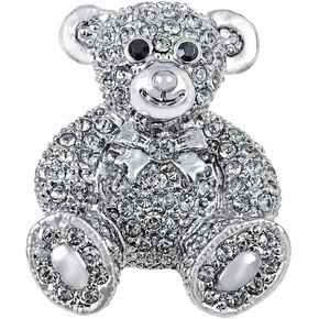 Alilang Vintage Inspired Cute Valentine Silver Tone Teddy Bear Stuffed Animal Lapel Brooch Pin