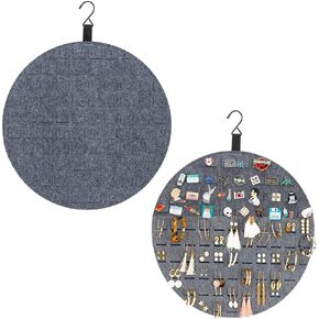 MIAO JIN 2PCS Hanging Brooch Pin Display Holder Buttons and Lapel Collection Storage Organizer Cute Wall Enamel Pin Earrings Necklace Jewelry Display Banner Hold Up to 78 Pins(Grey)