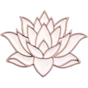 SENFAI 10K Gold Color Cute White Enamel Lotus Pin and Brooch(Rose Gold)