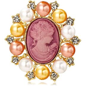 Vintage Style Cameo Victorian Lady Maiden Crystal Rhinestone Pin Brooch in Kuwait