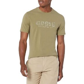 GUESS Men's Short Sleeve Crew Neck Rubber Logo Tee