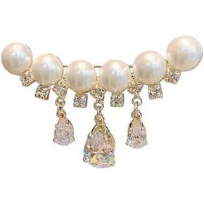 Pearl Brooch Sweater Shawl Clips Faux Rhinestone Pearls Brooch Safety Pin Lapel Pin Badge Dresses Clothing Accessories Jewelry