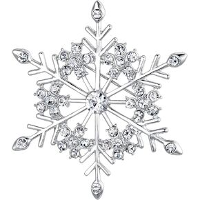 BriLove Women's Austrian Crystal Art Deco Winter Snowflake Brooch Pin for Women