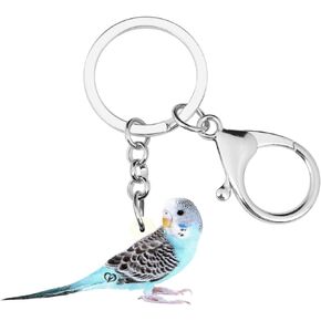 NEWEI Acrylic Blue Long-tailed Parakeet Key Chain Keychain Rings Jewelry For Women Girls Bag Purse Gift Charms