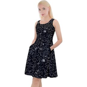 CowCow Womens Knee Length Dress Meeseeks Destroy Mooncake Space Mrs Frizzle Space Skater Dress with Pockets, XS-5XL