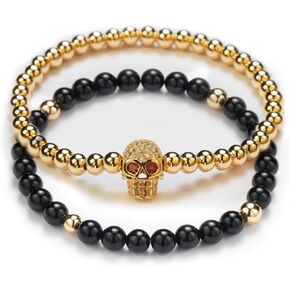 Angel Skull Pumpkin Charm Bracelets 2 Pcs Gold Plated Beads Bee Bracelet for Gift Jewerly Women Men in Kuwait
