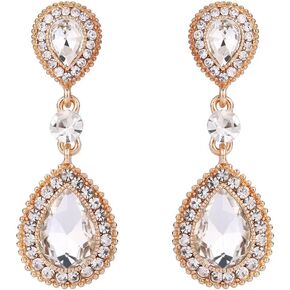 BriLove Women's Wedding Bridal Crystal Teardrop Infinity Figure 8 Dangle Earrings