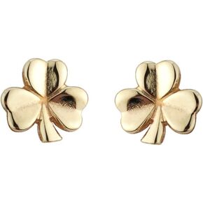 Solvar Shamrock Earrings Studs 10K Gold Made in Ireland
