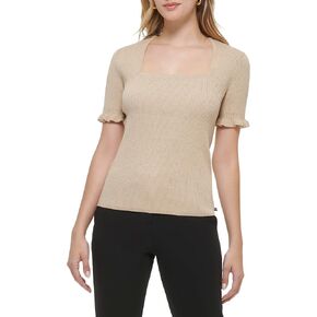 Tommy Hilfiger Women's Shimmer Lurex Square Neck Sweater in Saudi Arabia