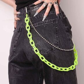Tgirls Hip Hop Pants Chain Acrylic Jean Chain for Women Punk Pocket Chains for Men Layered Goth Keychains Colorful Trouser Chain Rock Wallet Chain Body Accessories for Girls